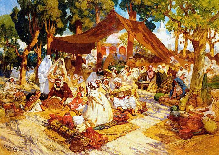 Frederick Arthur Bridgman An evening gathering at a North-African encampment